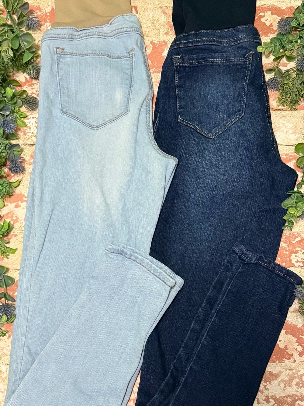 1822 Denim Two-Tone Jeggings - Light Blue & Dark Blue